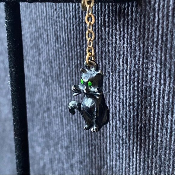 Patented Black Cat Vintage Dangle Earrings - Picture 7 of 8